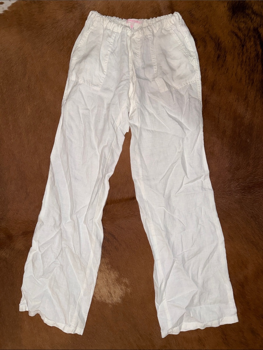 Victoria's Secret White Linen-Blend Pants
